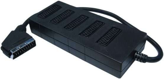 CDL Micro 5 Way SCART Lead Cable Wire Splitter Box, Black