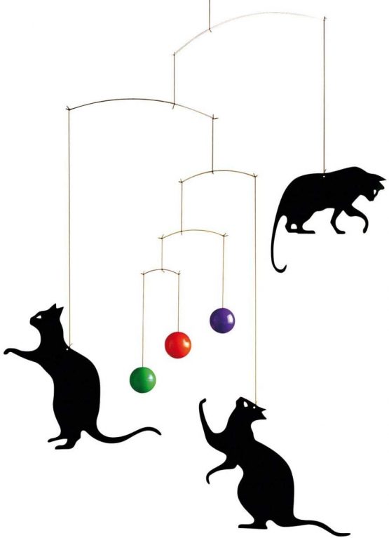 Flensted Mobiles Feline Mobile Steel Multi-Coloured 50 x 45 cm