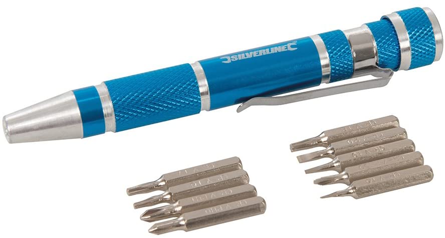 Silverline 633922 Precision Screwdriver Set 9pce 110 mm, Blue, 110mm