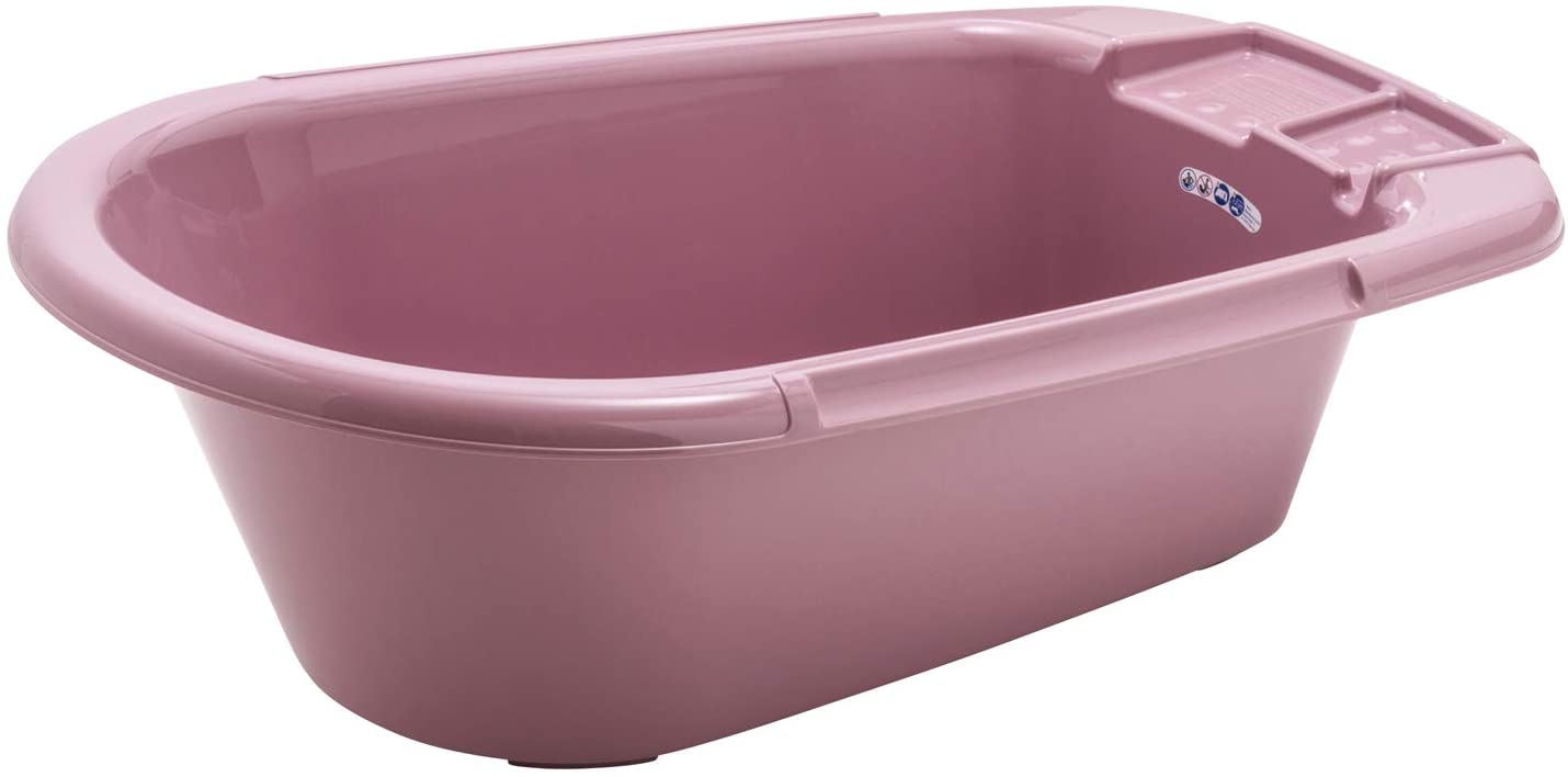 Rotho Babydesign Bathtub with Hose, 0-12 Months, Bella Bambina, Fantastic Mauve (Deep Pink), 20020 0288, 1 Stück (1er Pack)