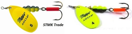 Mepps Aglia Lure Set / 1 x Fluorescent Chartreuse Mepps Agila Size 5 + 1 x Fluorescent Chartreuse Mepps Agila Size 4