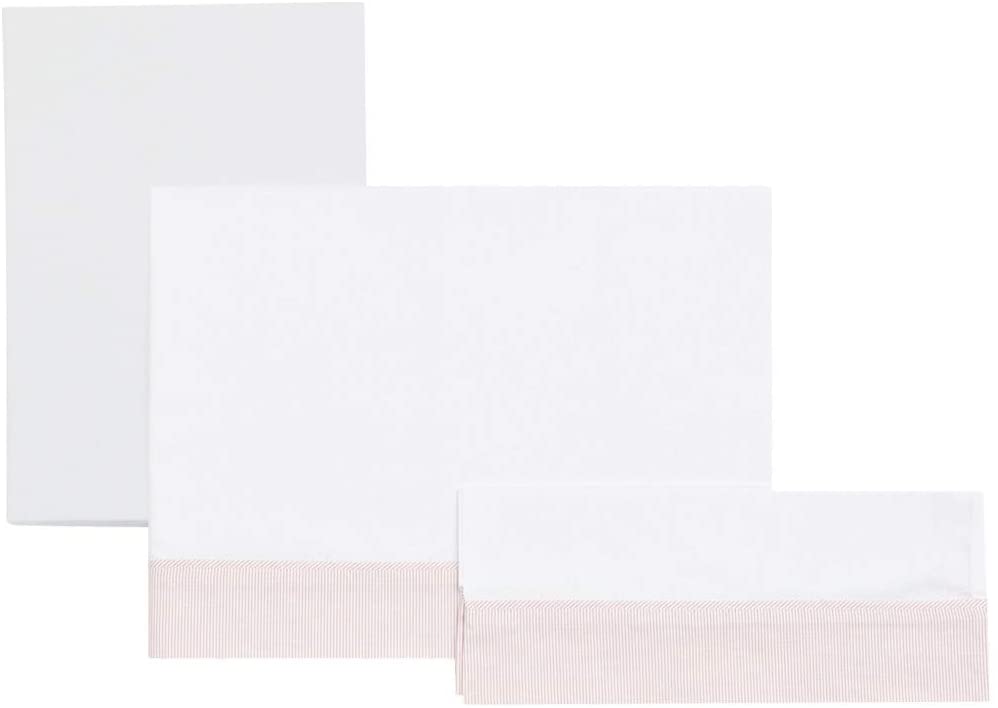 Cambrass Cot Flat Sheet (100 x 165 cm, Star Pink, Set of 3), 100x165 cm