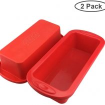 SILIVO Silicone Bread and Loaf Tins Silicone Non Stick Baking Moulds Pan for Loaves, Breads, Cakes and Lasagna ( loaf tin 2lb ) (Rectangular Bread tin, 2 PCS 22*9*6 cm)