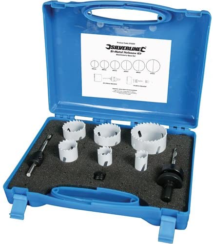 Silverline 273220 Electricians Bi-Metal Holesaw Kit 9pce 18 - 51 mm Dia, Multicolour, 18 - 51mm Dia