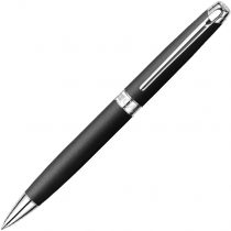 Caran d'Ache Leman Silver Plated Ballpoint Pen - Black Matt