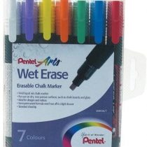 Pentel SMW26/7 Wet Erase Chalk Marker Medium Tip - Assorted Colours, Pack of 7