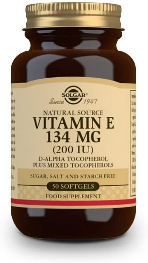 Solgar Natural Source Vitamin E 134 mg (200 IU) Vegetable Softgels - Pack of 50, White - Image 2