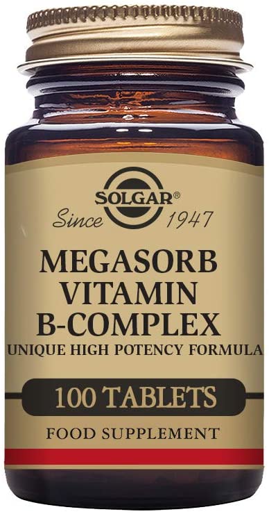 Solgar Megasorb Vitamin B-Complex Tablets, Pack of 100, Supports Mental Performance