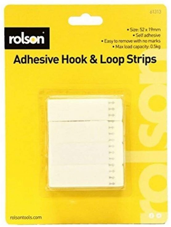 Rolson 61313 12pc Hook & Loop Strips, Black