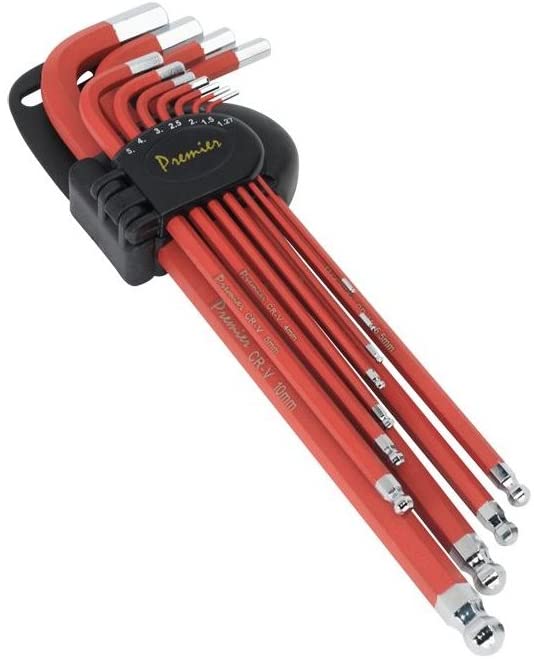 Sealey Ak7164 Ball-End Hex Key Set 11Pc Anti-Slip Extra-Long Metric, Red, 1 - Pack