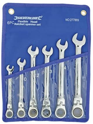 Silverline 277869 Flexible Head Ratchet Spanner Set 6pce 8 - 17 mm, Set of 6