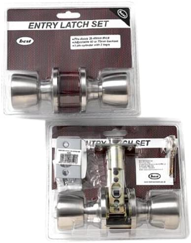 Merriway® BH01658 Entrance Latch Set with 2 Keys in Stainless Steel Finish