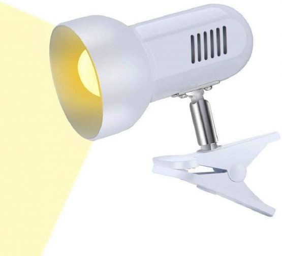 Light clamp,360 ° Rotating Clip Book Light Portable Reading lamp, Clip in The Desk/Table/Double Bed/Cabinet Lighting (Desk lamp,Two Colors for Your Choice) (White)