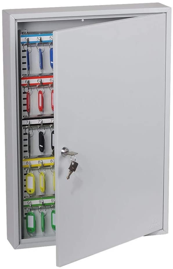 Phoenix Safe Company - KC0603K Commercial Key Cabinet - 100 Hooks, Grey, 8x38x55 cm - 100 Hooks