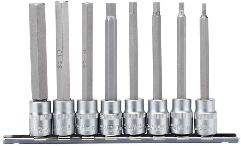 Draper 16286 3/8 Inch Square Drive Hexagonal Socket Bit Set, Blue, 100mm, Variety Pack