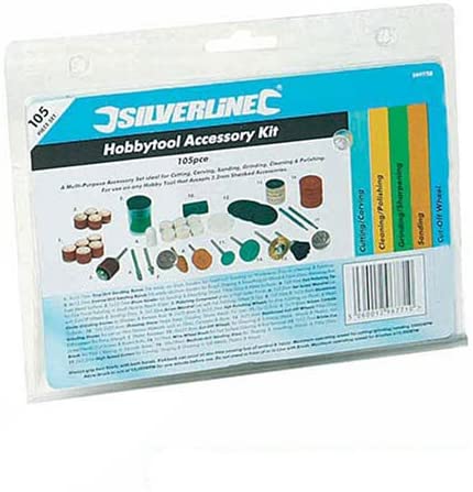 Silverline 349758 Rotary Tool Accessory Kit 105pce 3.17 mm Mandrel, Mehrfarbig