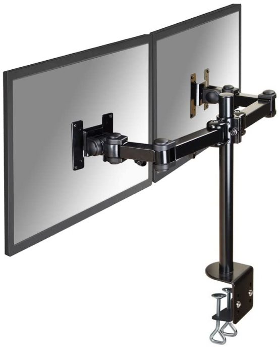 Newstar FPMA-D960D Full Motion Dual Desk Mount (clamp) for two 10-27" Monitor Screens, Height Adjustable - Black - Image 2