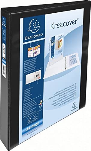 Exacompta, ref. 51842NE, 1 customizable rigid opaque binder with 3 pockets, 4 D-rings of 30 mm, Spine 47 mm - Image 2