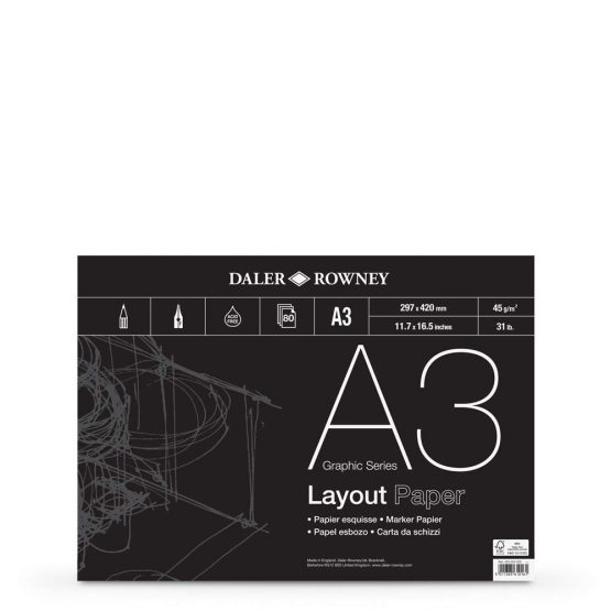 Daler-Rowney DR Layout Pad A3 80 Sheet, GDALAYPA3