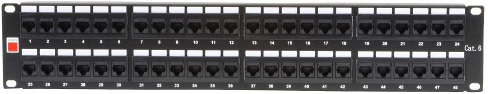LINDY 19 Inch CAT6 2U 48 Port RJ-45 Patch Panel Unshielded Black
