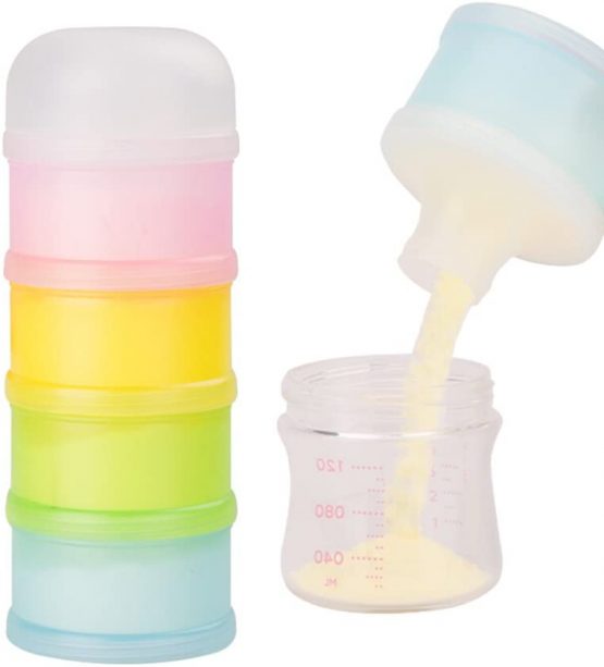 Formula Dispenser, Kidsmile Twist-Lock Stackable On-the-Go BPA Free Milk Powder Dispenser & Snack Storage Container - 4 feeds, no powder leakage - Image 2
