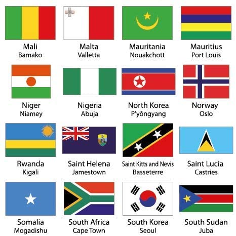 Little Wigwam Flags And Capitals Placemat, Multicolour, 42 x 30 cm - Image 2