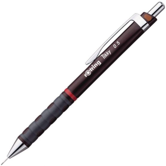 rOtring Tikky Mechanical Pencils, HB 0.5mm, Burgundy Barrels, 12 Count - Image 2