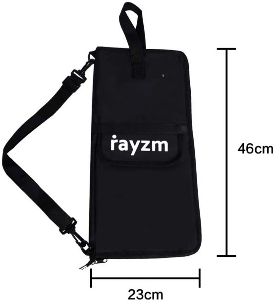 Rayzm Drum Stick Bag with an External Pocket, Standard Nylon Stick Bag with a Carry Handle and Floor Tom Hooks, Inside 4 Slots Holds up to 12 Pairs of Drumsticks,Water Resistant Nylon - Image 3