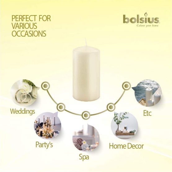 Bolsius pack 4 Pillar Candles Regular, "Ivory 50 mm Width" - Image 4