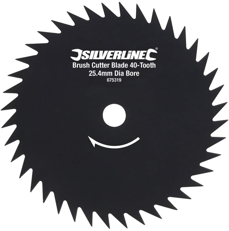Silverline 675319 Brush Cutter Blade 40-Tooth 254 mm / 10" Dia - 25.4 mm / 1" Bore Dia, Black, 25.4mm Bore