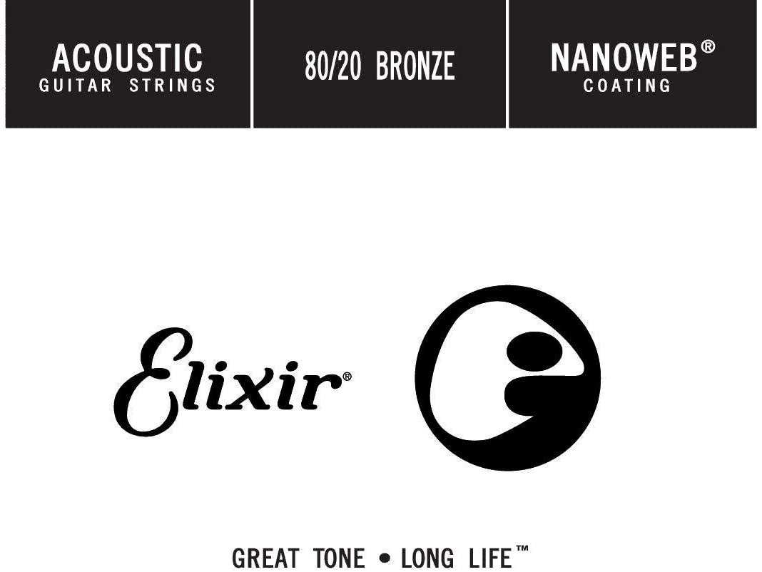 Elixir® Strings Acoustic 80/20 Bronze Single String with NANOWEB® Coating (.027)