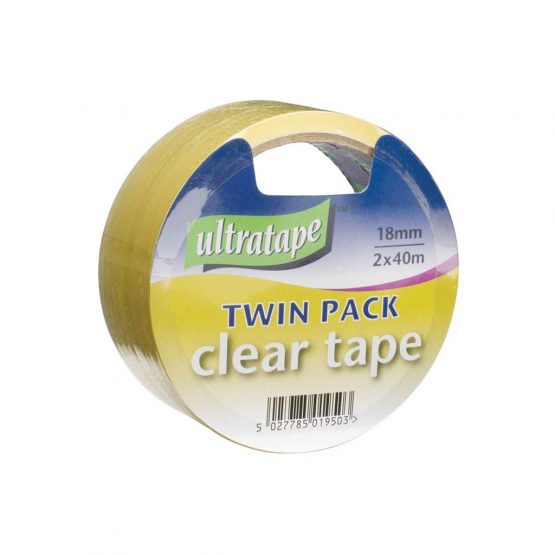 Ultratape | Clear Tape 18mm x 40m Twin Pack