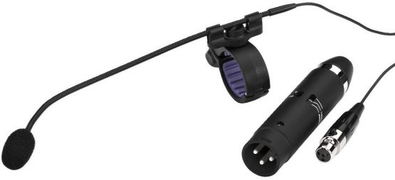 JTS CX-500F Miniature Electret Instrument Microphone, Microphone for Flute Pickup, Instrument Amplifier with Adhesive Fixing System and Storage Box, Black