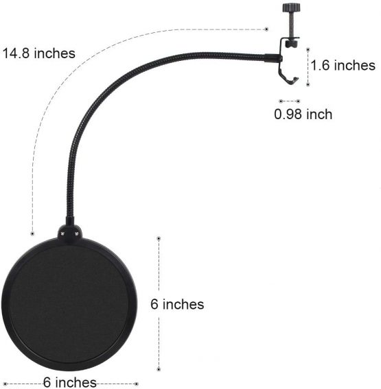 InnoGear Microphone Pop Filter, Enhanced Layers Shield with Flexible Gooseneck Clip Stabilizing Arm - Image 3