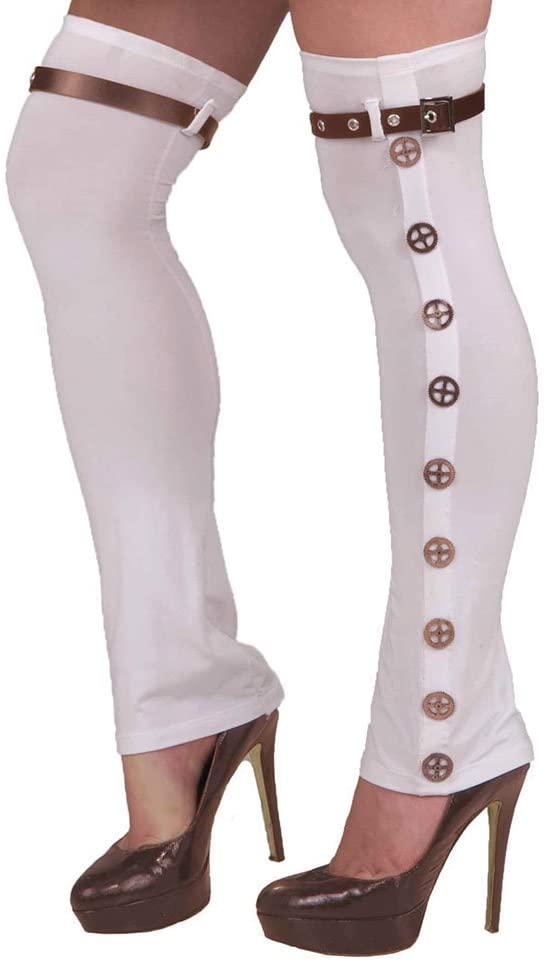 Bristol Novelty BA781 Steampunk Buckle Spats, Mens, One Size, White