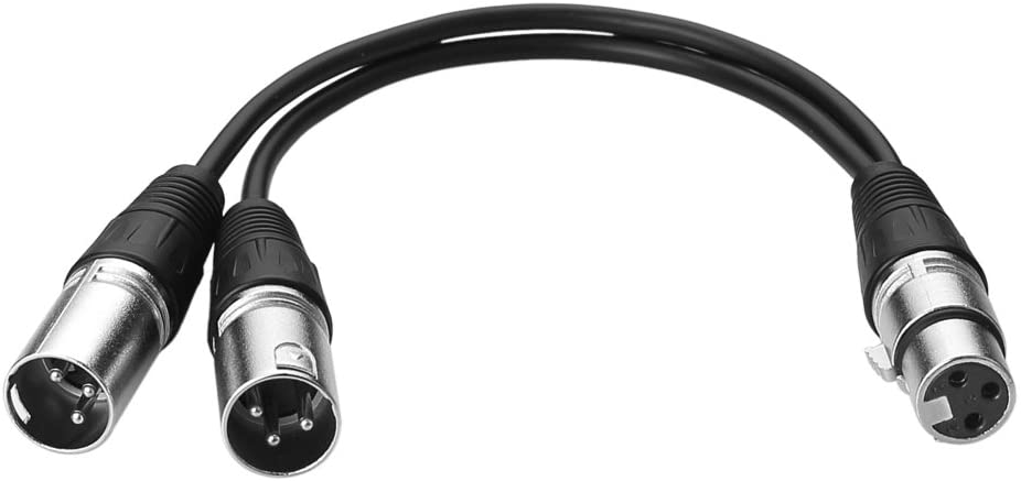 SIENOC 30cm Silver XLR(F) to Dual 2 XLR(M) Splitter Cable, XLR( F ) - ( M ) x 2