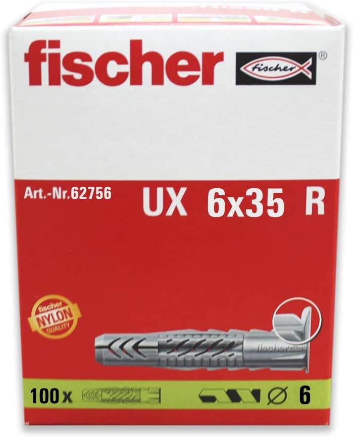 UX 6 Universal Plug Set of 100 6 x 35, Zinc