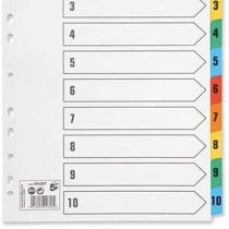 10 x Set Of A4 File Dividers Numbered 1-10 Plastic Tabs