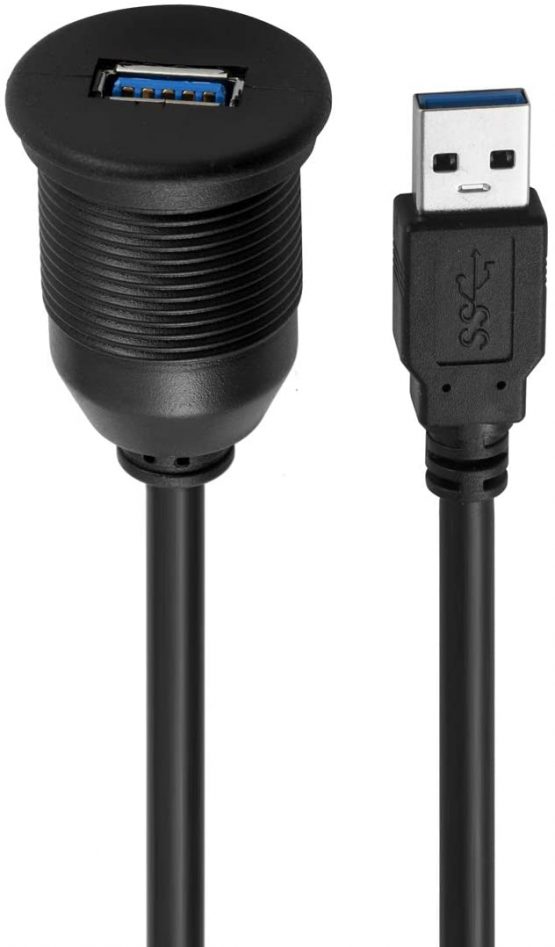 baolongking USB Panel Flush Mount Cable - 1Meter 3.3ft USB 3.0 Extension Dash Flush Mount Cable, Panel Mount Cable, For Car, Boat, Motorcycle - Image 2