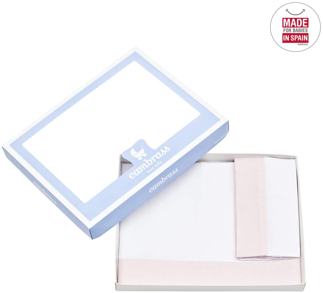 Cambrass Cot Flat Sheet (100 x 165 cm, Star Pink, Set of 3), 100x165 cm - Image 2