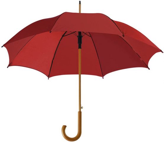 eBuyGB Automatic Classic Wooden Crook Handle Folding Umbrella 41.5" (Burgundy)