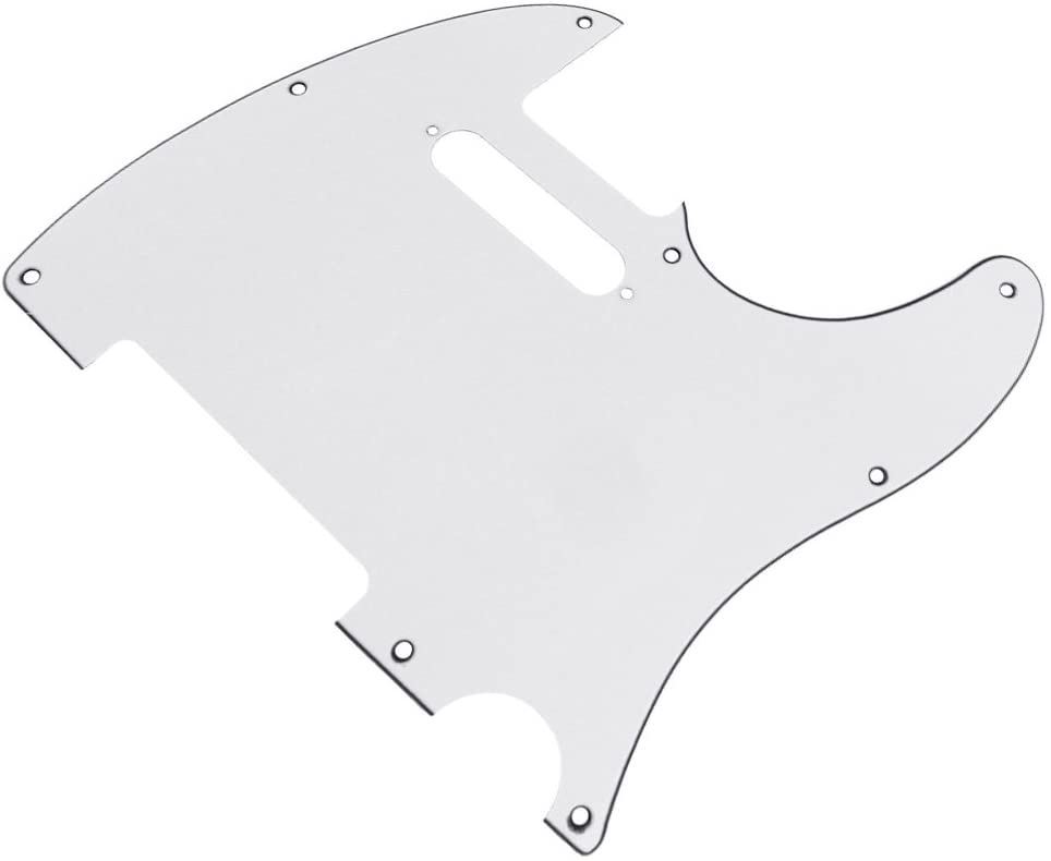 FLEOR 8 Hole 3Ply White TL Pickguard Single Coil Neck Hole Cut Guard Plate with Mounting Screws for U.S./Mexican Standard TL TE Plate Replacement - Image 3