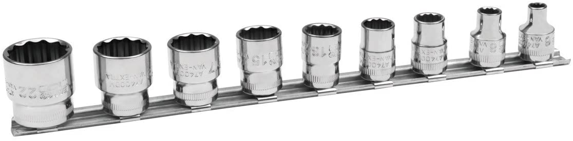 3/8 Socket Set mm ON Rails, Variety pack