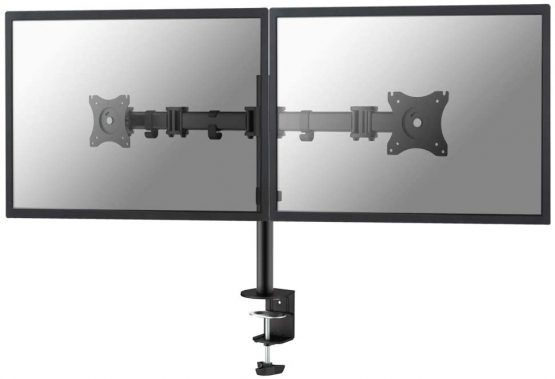 Newstar NM-D135DBLACK Full Motion Dual Desk Mount (clamp & grommet) for two 10-27" Monitor Screens, Height Adjustable - Black - Image 2