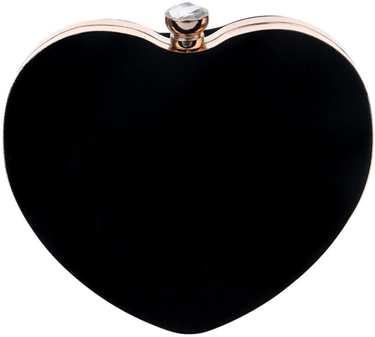 Ashdown Women Evening Clutch Bags Suede Heart Shaped Handbag Party Wedding Shoulder Bag Purse,Black - Image 3
