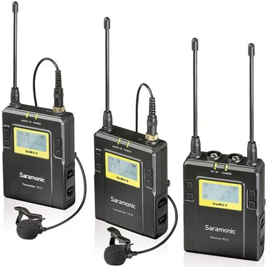 Saramonic UwMic9 Kit 2 TX9+TX9+RX9 UHF Wireless Mic Lav Sys,2 Bodypack TX + 1 RX