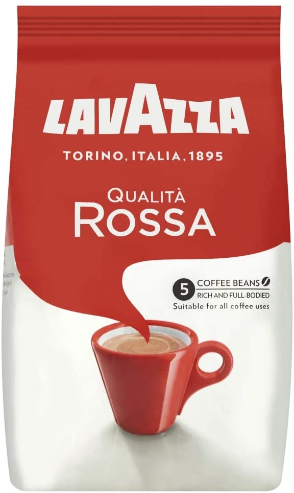 Lavazza, Qualità Rossa, Coffee Beans, Arabica and Robusta, Intensity 5/10, Medium Roasting, 1 Kg, 1 kg (Pack of 1)