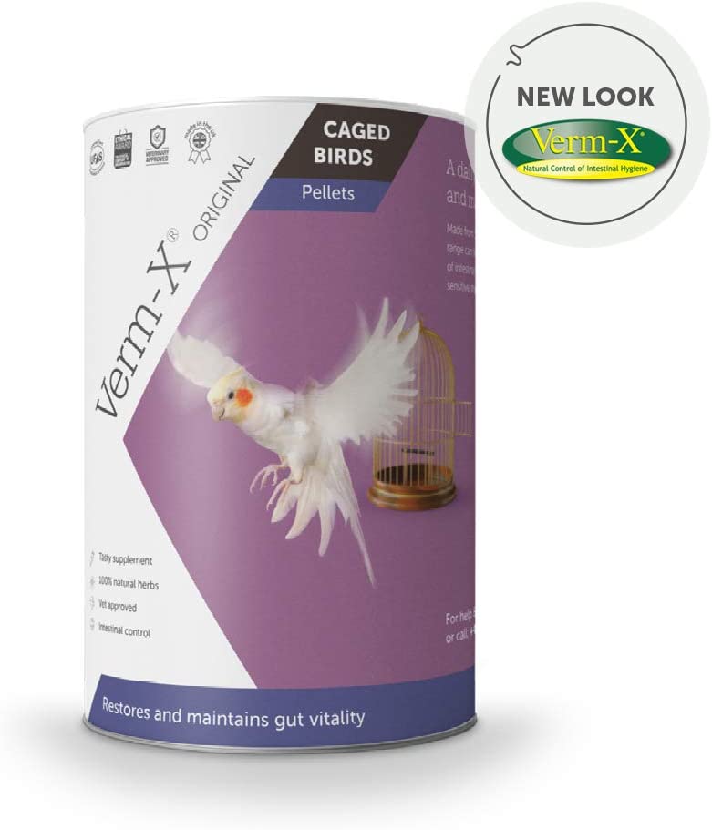 Verm-X Original All Natural Pellets for Caged Birds. Supports Intestinal Hygiene. Vet Approved. Restores and Maintains Gut Vitality. Wormwood Free Recipe