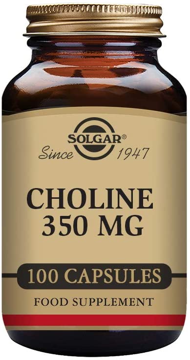 Solgar Choline 350mg - Healthy Liver Function - Supports Fat Metabolism - Essential Micronutrient - Vegan - 100 Vegetable Capsules