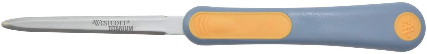 Westcott 16450 Letter Opener, 9 cm Titanium Bonded Blade, Soft Grip Handle, Grey/Yellow, 23 cm, Orange